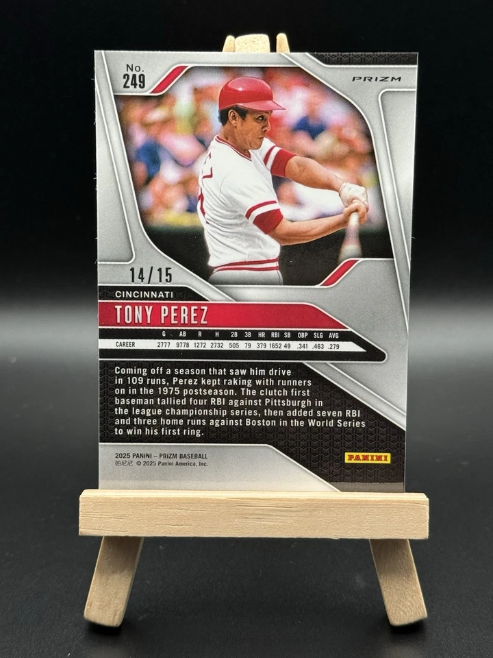 2025 Panini Prizm Tony Perez BLUE SHIMMER PÉL /15 Cincinnati Reds!! - Imagem 2 de 2