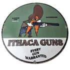 Vintage Ithaca Guns Hunter Porcelain Signs - Hammerless Every Gun Warranted Sign