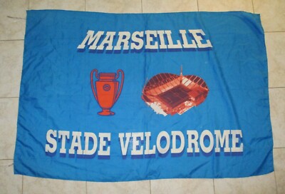 Drapeau Stade Vélodrome Marseille – Coupe D'Europe, Bleu 140x95 Cm