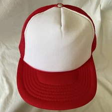 Vintage Blank Foam Mesh Snapback Trucker Hat Yupoong Deadstock Red White