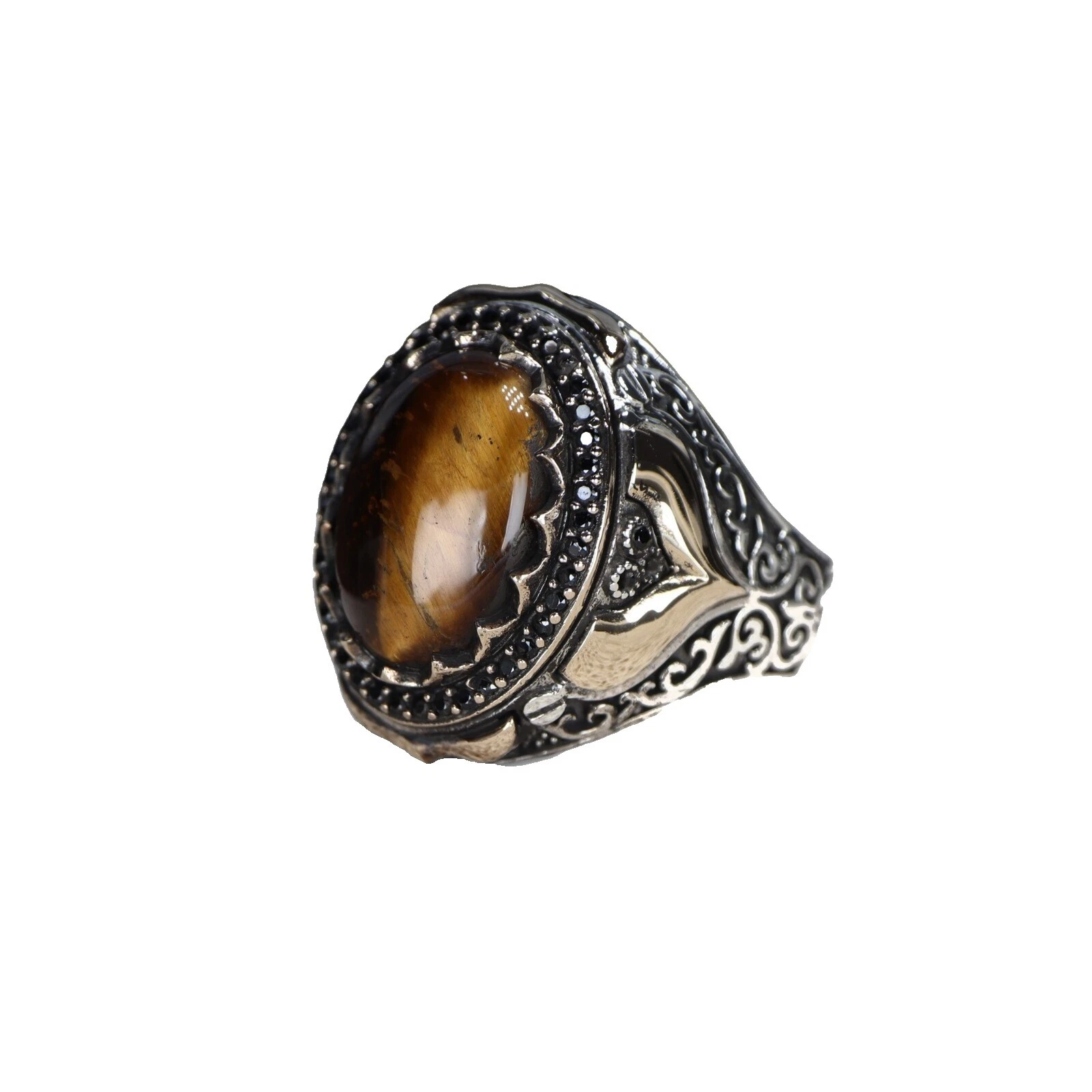 Ювелирные изделия для мужчин Tiger's Eye Stone стерлинговое серебро