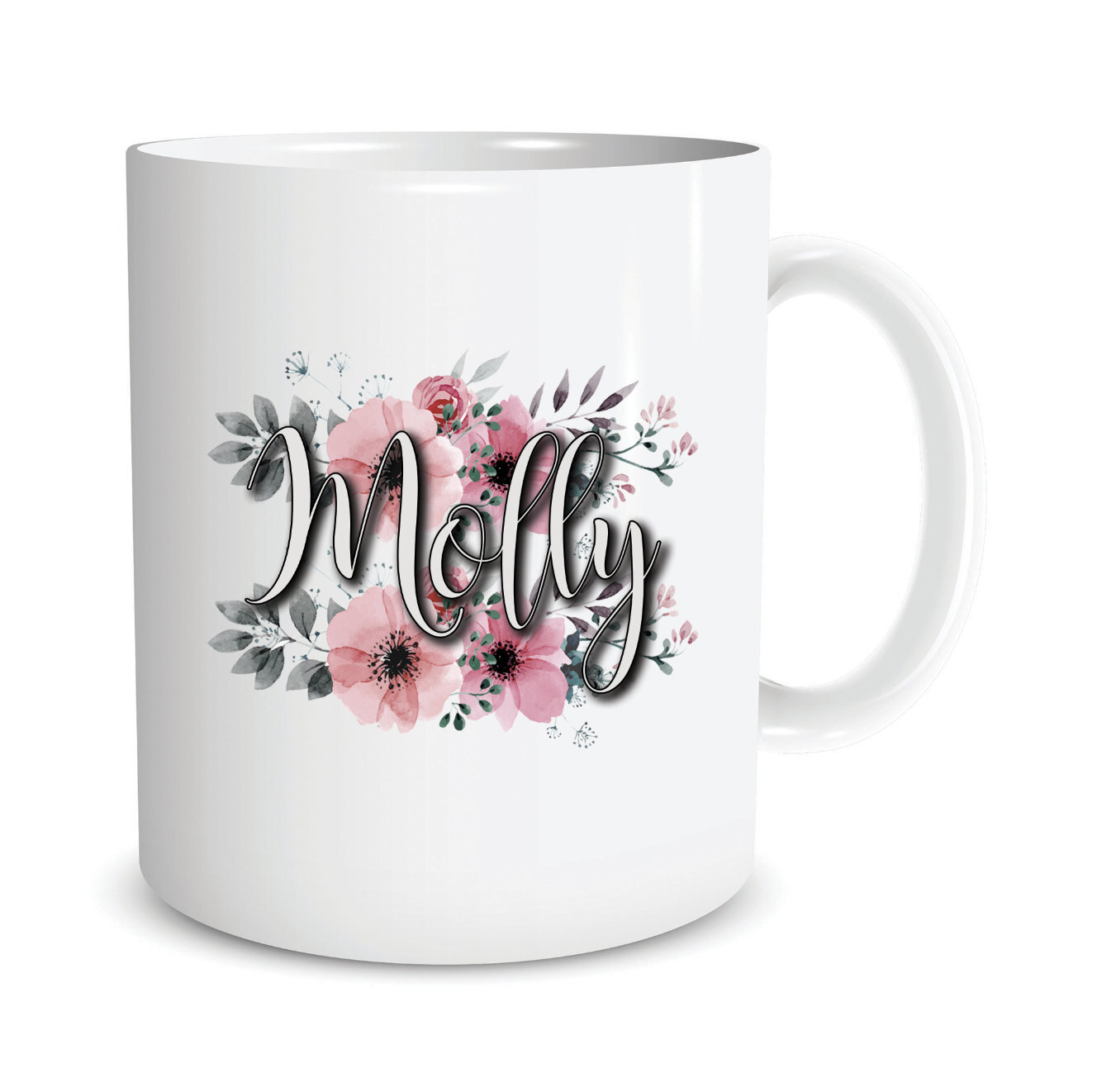 Personalised Name Mug Any Name Custom Gifts Floral Flowers Tea Coffee Hot