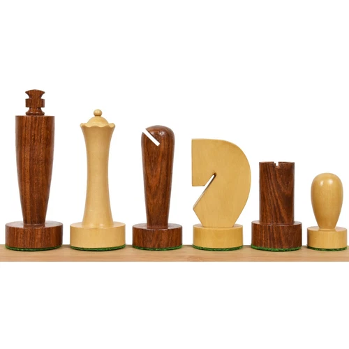 3.9" Berliner Modern Minimalist Chess Pieces Only set- Weighted Golden Rosewood