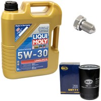 MotoröL Set 5W-30 5 Liter + ÖLfilter SM 111 + Schraube FüR Audi Seat Skoda VW