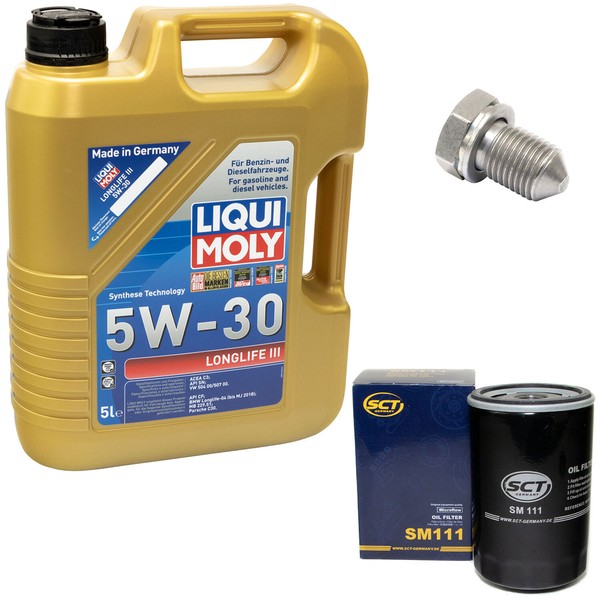 MotoröL Set 5W-30 5 Liter + ÖLfilter SM 111 + Schraube FüR Audi Seat Skoda VW-image
