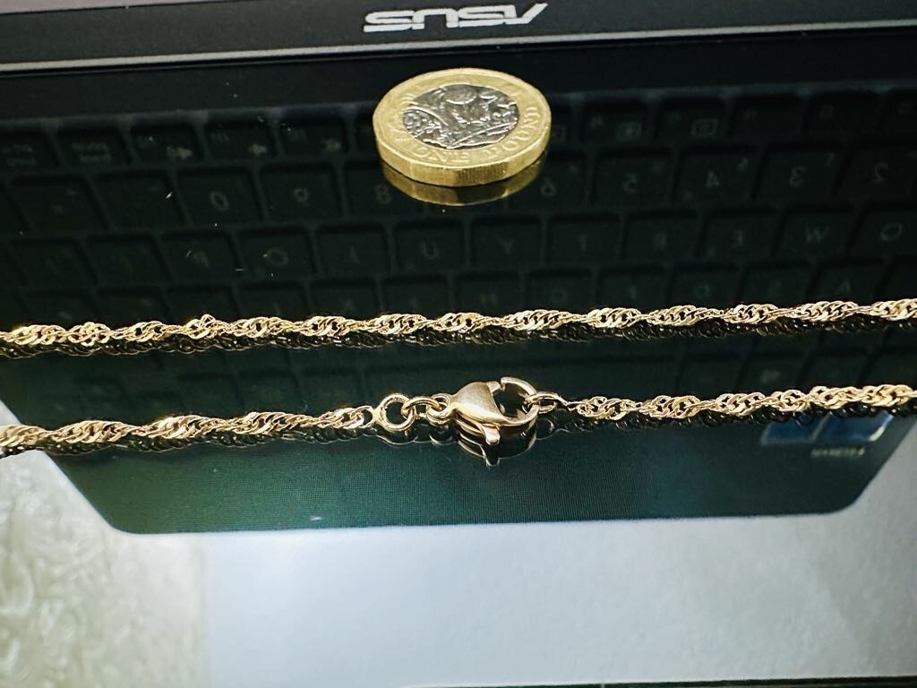 Men Women Girl Boys Unisex Singapore Necklace 24” Chain 18ct 18k