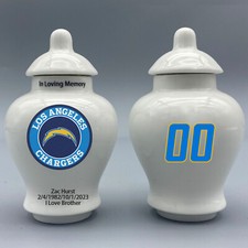 Ceramic Mini Urn for Los Angeles Chargers Football Theme, Custom Text  Number