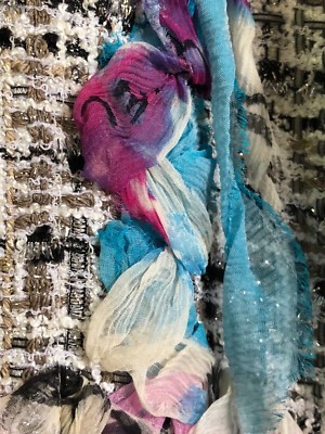 CHANEL VINTAGE 07C GRAFFITI Tweed Chiffon CC ribbon CC