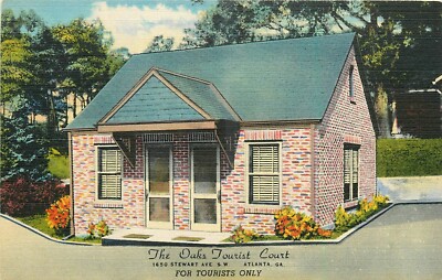 1940s Atlanta Georgia The Oaks Tourist Court occupation Postcard 24-10472