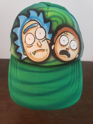 Rick And Morty Spray Paint Hat Cap Snapbacj Rare Green White
