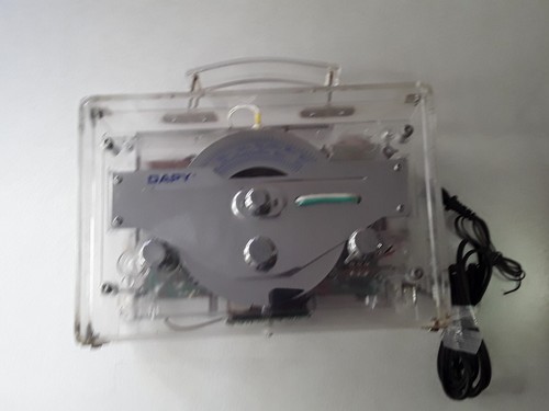****** VINTAGE DAPY BLUE NEON RADIO STATION Lunchbox Lucite Stereo IN PLEXIGLASS - Picture 3 of 17
