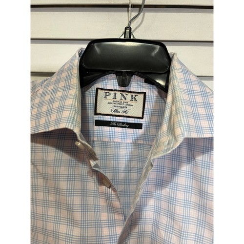 Thomas Pink Long Sleeve Button Up Shirt - Size 15.5 - Picture 2 of 4