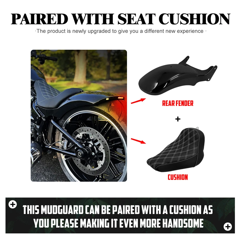 Rear Short Fender w/ Turn Signal LED Light For Harley Rocker C Breakout 08-2017 - Image 2 of 4