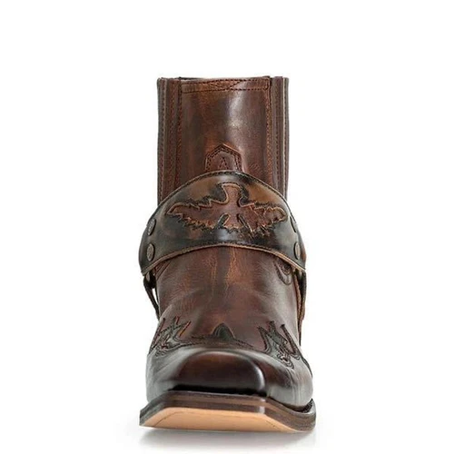 Retro Para hombres Botas de Motocicleta Punta Cuadrada Vaquero Botas Cortas Caballo Equipo Botas Reino Unido - Imagen 12 de 28
