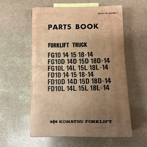 Komatsu FG10/14/15/18-14 FD18/D/L PARTS MANUAL BOOK CATALOG LIST FORK LIFT TRUCK