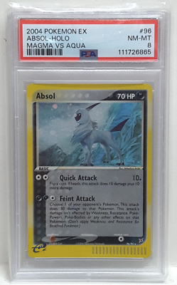 English Pokemon EX Team Magma vs Team Aqua Absol 96/95 Holo PSA 8