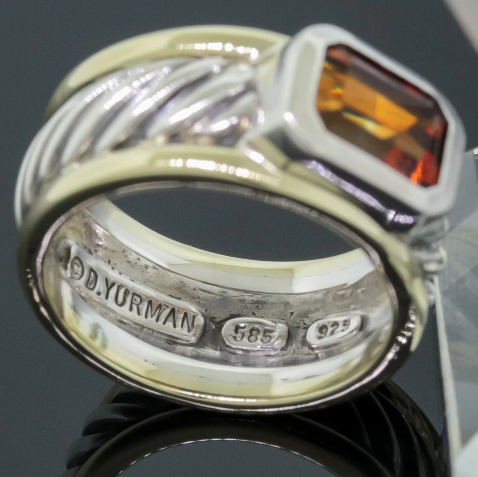 Anel de cabo citrino vintage David Yurman tamanho 6,5 - prata 925/ouro amarelo 14K - Imagem 4 de 4