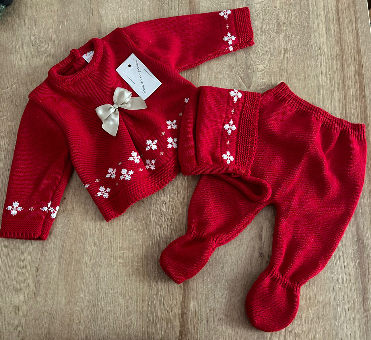 Baby Girl Red Spanish Romany Style Bow Knitted Outfits Christmas Gift 0