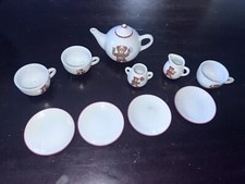 Vintage Miniature Teddy Bear Porcelain Child's Tea Set 9 pcs