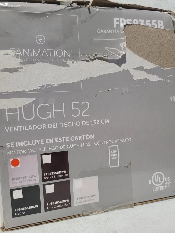 Fanimation Hugh 52 in. Integrated LED Indoor/Outdoor Brushed Nickel Ceiling Fan - Image 3 of 4