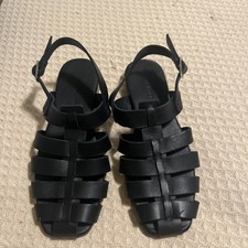 Jenni Kayne Leather Lake Sandals Black  Sz 37