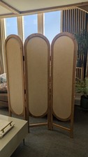 Rattan 3 Panel Folding Screen Dividers Room Separator Privacy Partition Wood