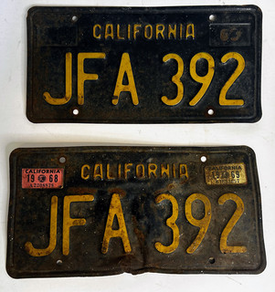 VINTAGE 1963 CALIFORNIA LICENSE PLATES JFA 392 COUPE CORVETTE HOT ROD PICKUP
