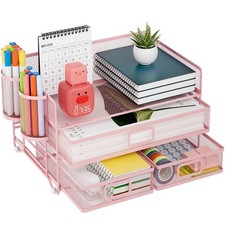 3 Tier Mesh Desk Organizer with Drawer, Multi-Functional Desk Organizers and ...