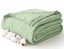 100 Cotton Muslin Blanket Large 50" Throw 50" x 70" , 06 - Sage Green