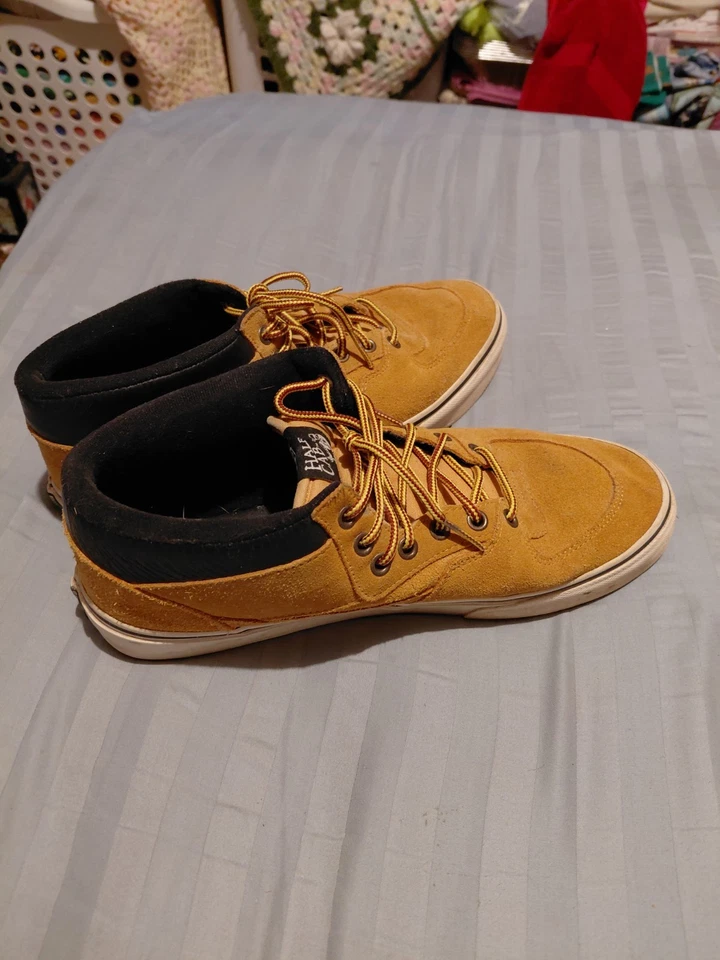 VANS Half Cab Pro Mustard Yellow PopCush Durable Suede Canvas Shoes Men's Size10 - Image 2 of 4