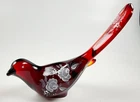 vintage signed Fenton Hand Red Amberina glass Bird of Happiness A Mason sticker