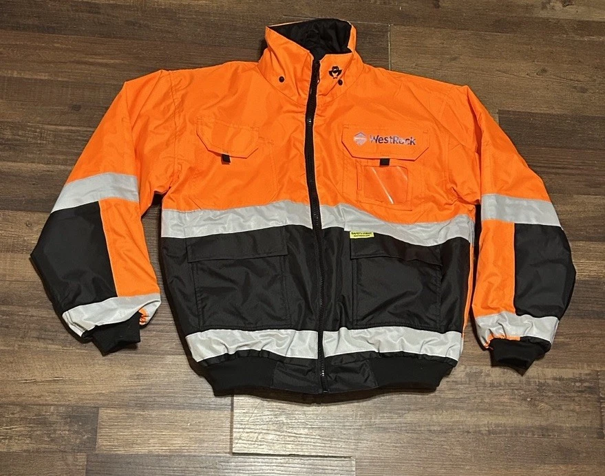 Westrock Unisex Reflective Coat Jacket - Orange - Medium - Full Zip - Stretch
