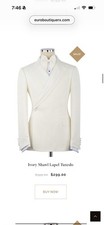 EuroBoutiqueRX Ivory Silk Satin Shawl Lapel Tuxedo Suit EU 56 UK 46
