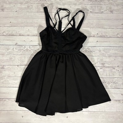 green emerald velvet dress Black Fit And Flare Dress Strappy Lace