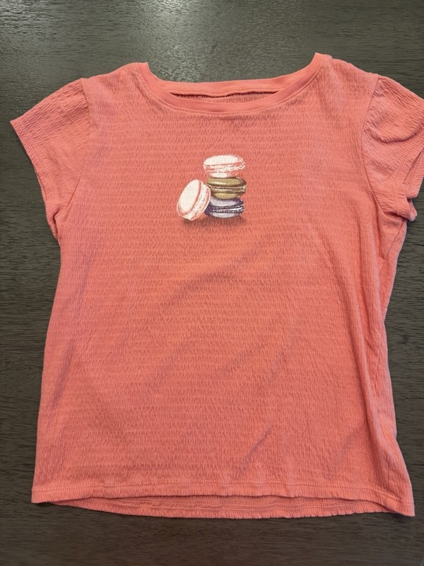 OshKosh B'gosh Girls Pink Solid Crew Neck Short Sleeve Macaron T-Shirt 10/10A