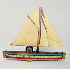 Antique Germany DRGM Hess Tin Lithograph Flywheel Sailboat