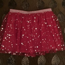 Holiday Time Red Glitter Polka Dot Tutu Skirt Girls XS 4-5 Elastic Waist