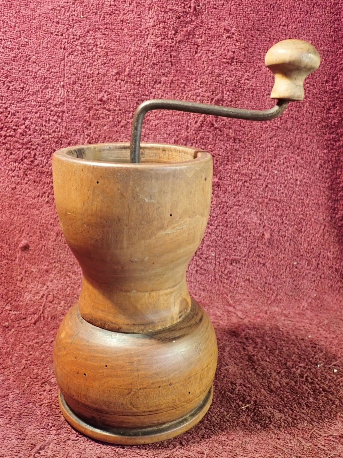 LARGE ANTIQUE 1800-s HANDMADE WOOD COFFEE SPICES MILL GRINDER SWEDEN SWEDISH