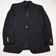 Jos A Bank 42R Navy Blue 100 Wool Gold Button Mens Blazer Jacket Sport Coat