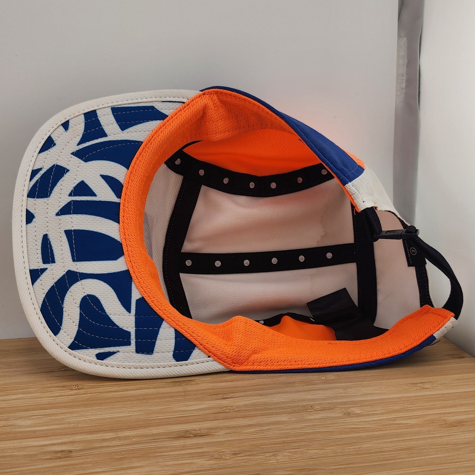 Ciele Athletics 7 Panel Hat, White & Blue Cap, COOLwick, Buckle Strapback