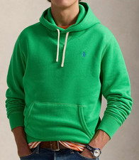 NWT Polo Ralph Lauren SUMMER EMERALD GREEN Fleece Hoodie Men's LT BLUE PONY