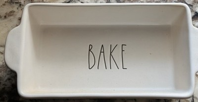 RAE DUNN Loaf Pan BAKE Bread Baking Farmhouse Ceramic Oven Dish