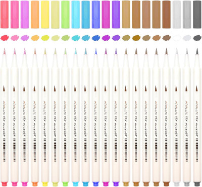 Metallic Brush Pens 20 Colors Art Metallic Markers Soft Brush Tip Calligraphy Pa