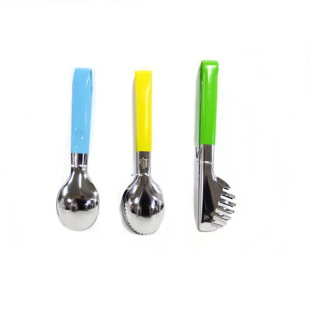 Универсальные кухонные щипцы из нержавеющей стали с резиновыми захватами, набор из 3