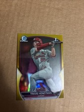 TRAVIS HONEYMAN 2023 BOWMAN 1st CHROME DRAFT #’d 32/75 YELLOW Refractor RC