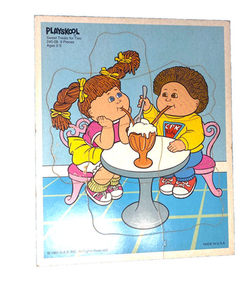 Vintage  Playskool Cabbage Patch Kids Wooden Board 9 Pc Read Description