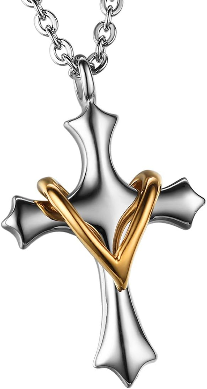 Herren Plain Kreuz Halskette: Vintage Kreuz Anhänger mit Weizenkette Christliche