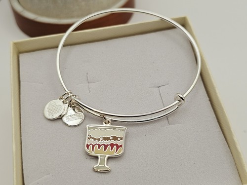 Alex Ani FRIENDS ENGLISH TRIFLE Silver Charm Bangle Bracelet With Gift Box 🎁