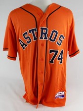 2013-17 Houston Astros #74 Game Used Orange Jersey Name Plate Removed 48 051