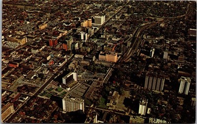 Aerial View Downtown Hamilton Ontario Postcard Plastichrome Unposted Canada